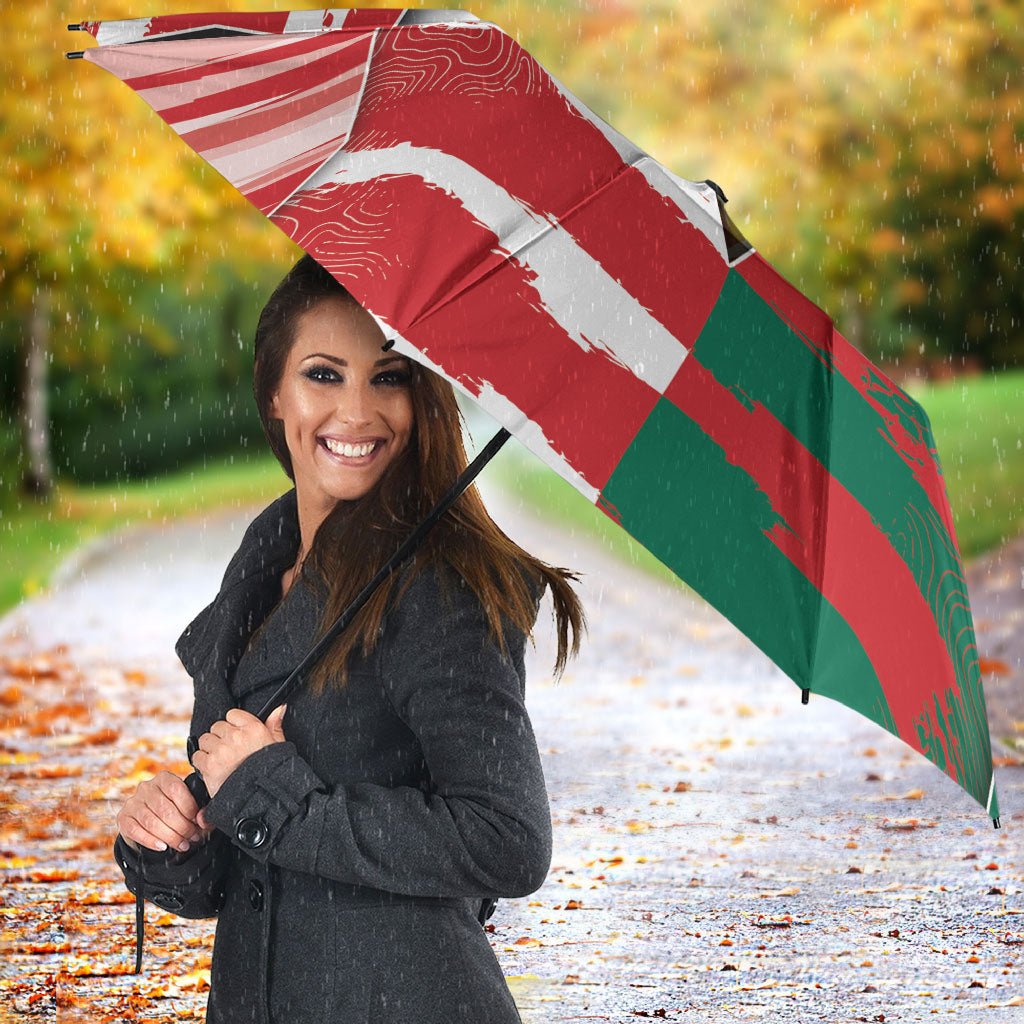 USA And Mexico Football Umbrella Split Flag Golden Trophy Grunge