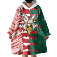 Custom USA And Mexico Football Wearable Blanket Hoodie Split Flag Golden Trophy Grunge
