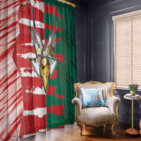 USA And Mexico Football Window Curtain Split Flag Golden Trophy Grunge