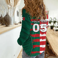 Custom USA And Mexico Football Women Casual Shirt Split Flag Golden Trophy Grunge