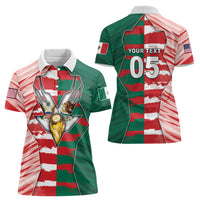 Custom USA And Mexico Football Women Polo Shirt Split Flag Golden Trophy Grunge