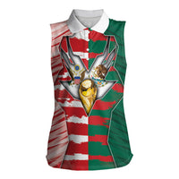 Custom USA And Mexico Football Women Sleeveless Polo Shirt Split Flag Golden Trophy Grunge
