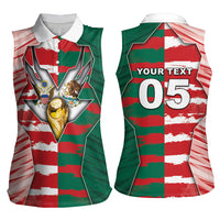 Custom USA And Mexico Football Women Sleeveless Polo Shirt Split Flag Golden Trophy Grunge