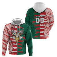 Custom USA And Mexico Football Zip Hoodie Split Flag Golden Trophy Grunge