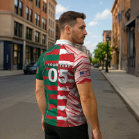 Custom USA And Mexico Football Zipper Polo Shirt Split Flag Golden Trophy Grunge
