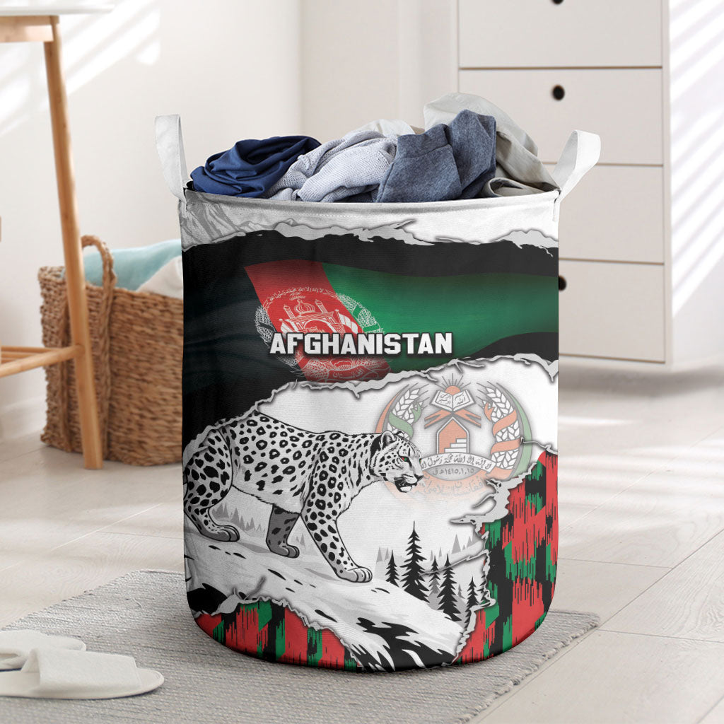 Afghanistan Laundry Basket Snow Leopard With Flag Ripped Style