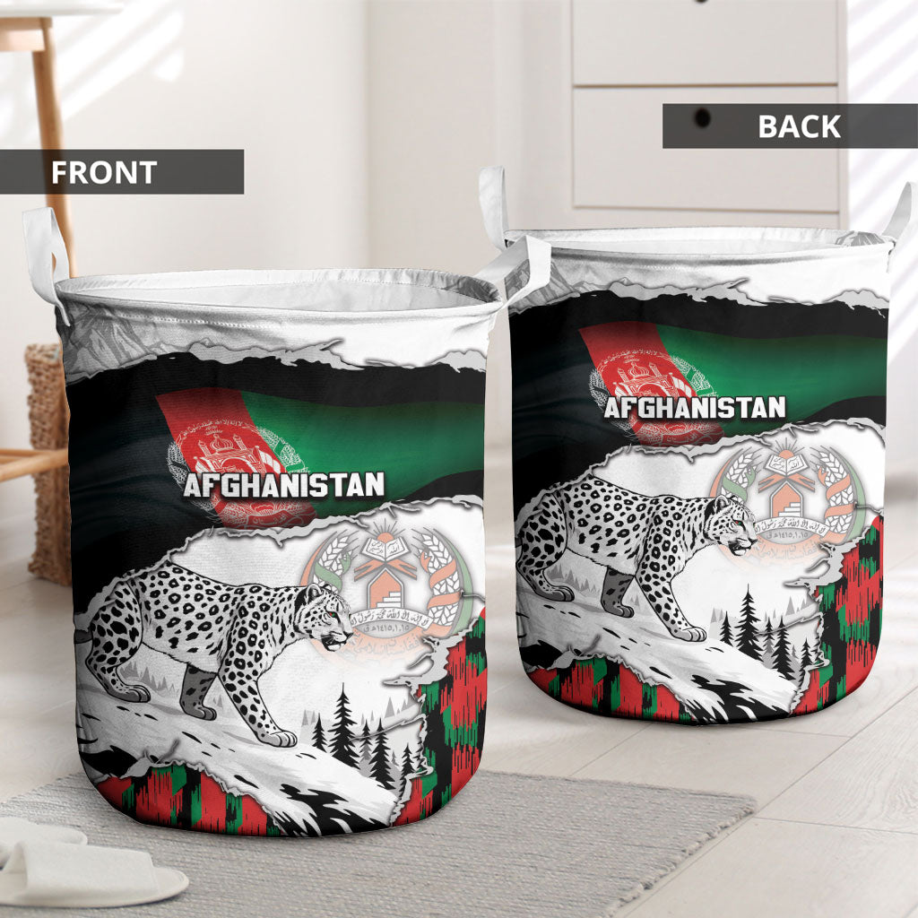 Afghanistan Laundry Basket Snow Leopard With Flag Ripped Style