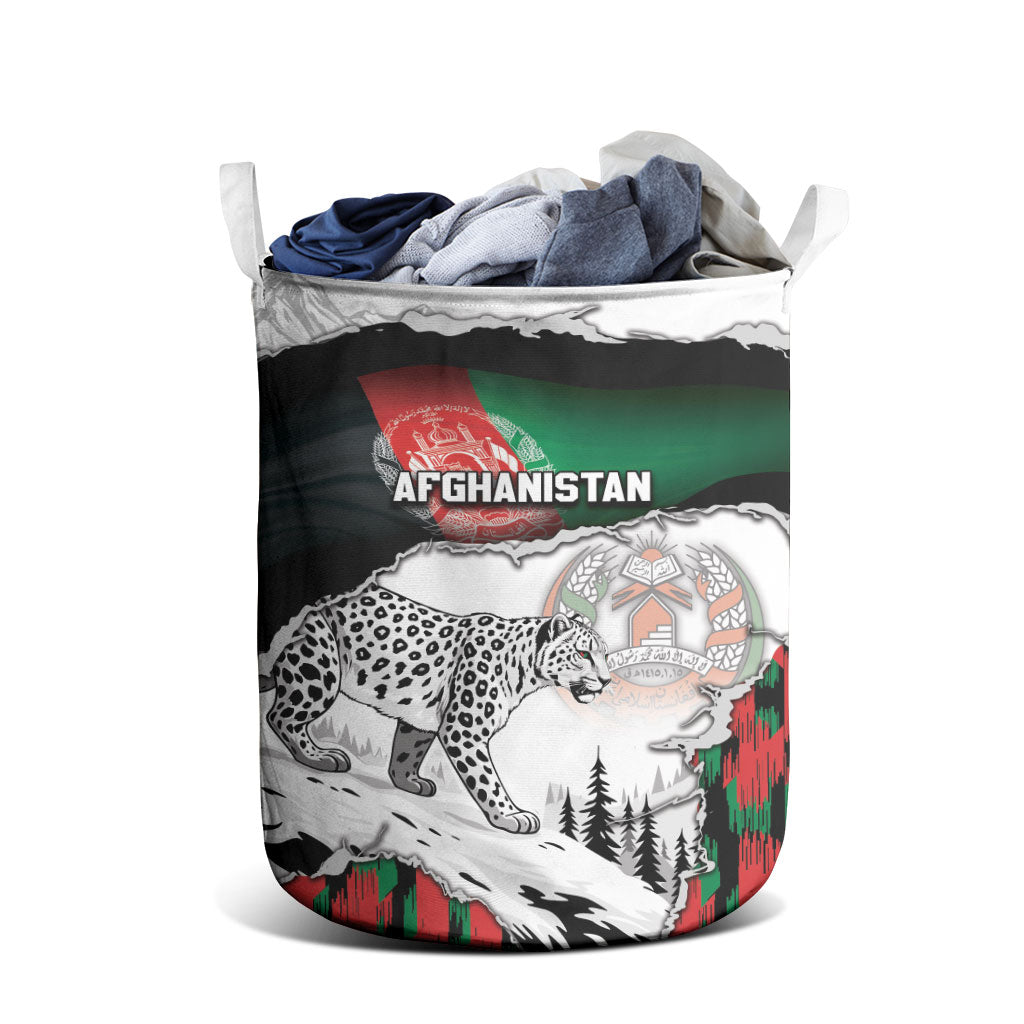 Afghanistan Laundry Basket Snow Leopard With Flag Ripped Style