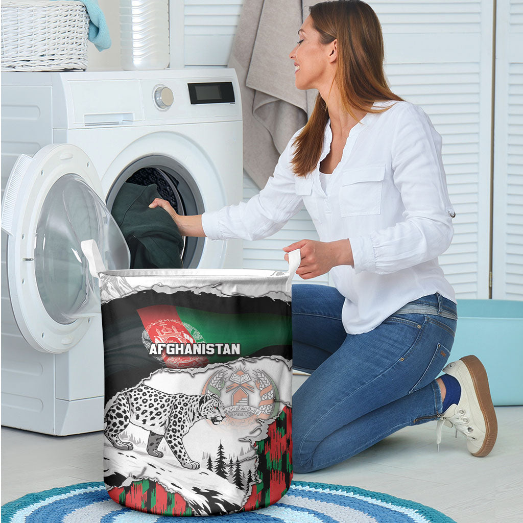 Afghanistan Laundry Basket Snow Leopard With Flag Ripped Style