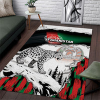 Afghanistan Area Rug Snow Leopard With Flag Ripped Style