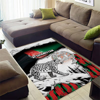 Afghanistan Area Rug Snow Leopard With Flag Ripped Style
