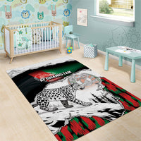 Afghanistan Area Rug Snow Leopard With Flag Ripped Style
