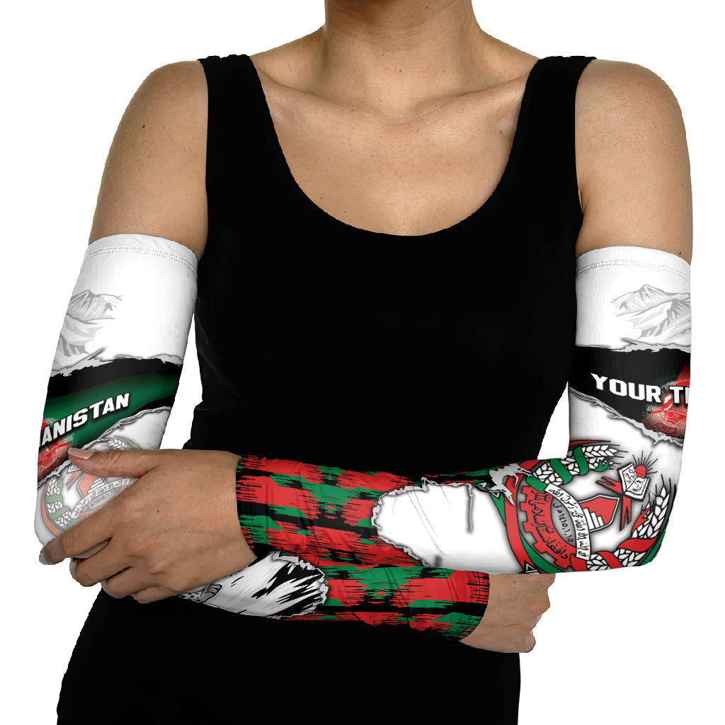Personalized Afghanistan Arm Sleeves Snow Leopard With Flag Ripped Style