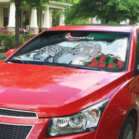 Afghanistan Auto Sun Shade Snow Leopard With Flag Ripped Style