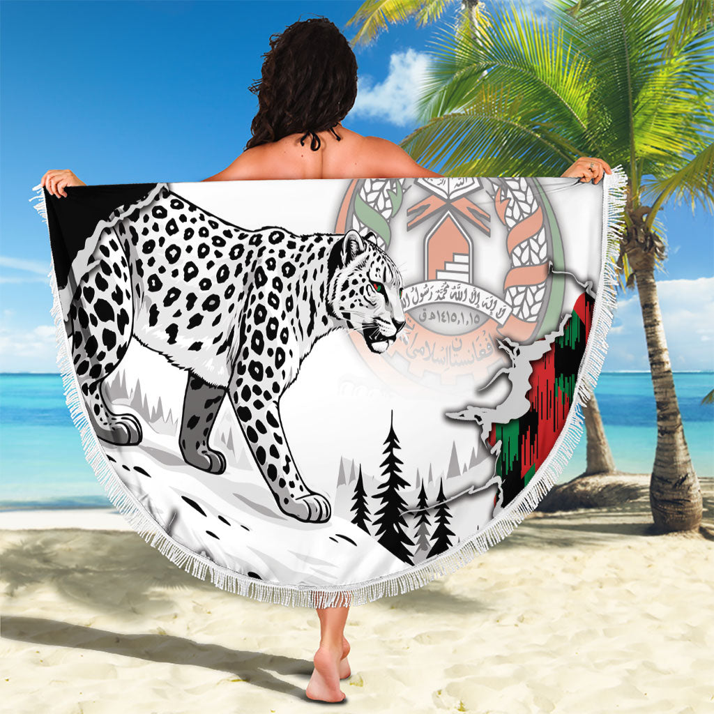 Afghanistan Beach Blanket Snow Leopard With Flag Ripped Style