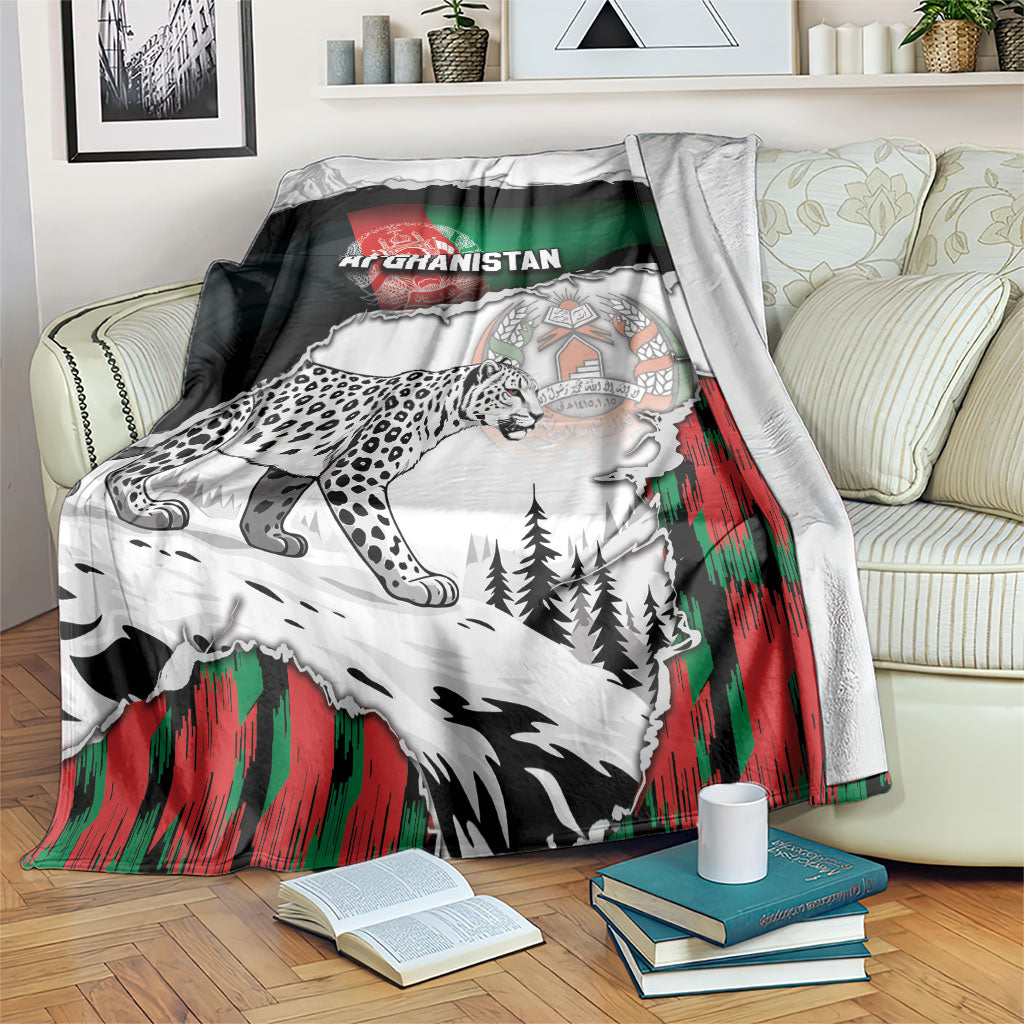 Afghanistan Blanket Snow Leopard With Flag Ripped Style