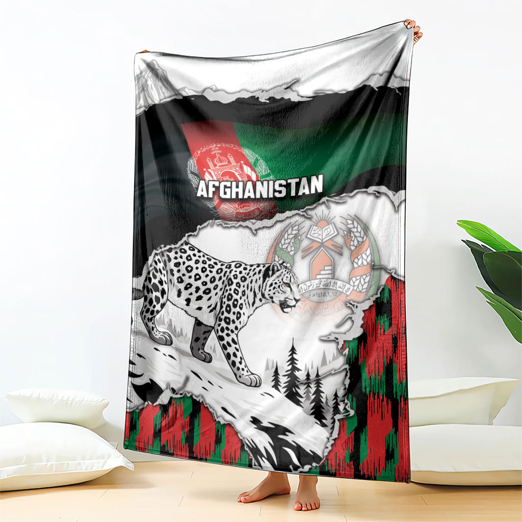 Afghanistan Blanket Snow Leopard With Flag Ripped Style