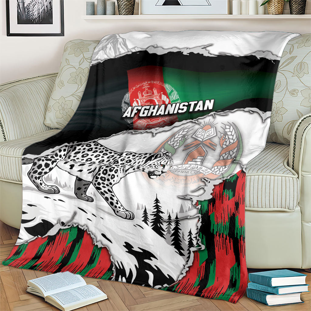 Afghanistan Blanket Snow Leopard With Flag Ripped Style