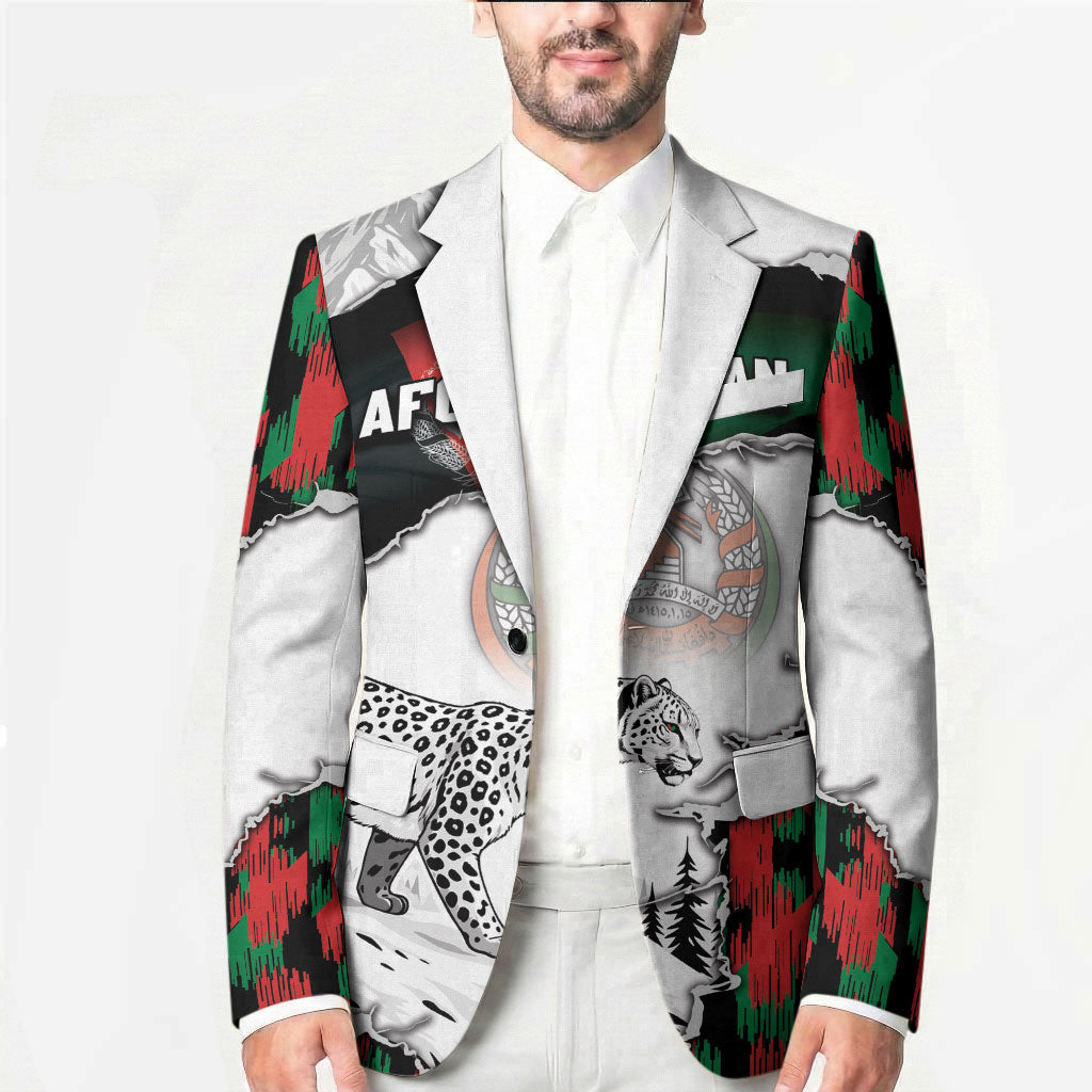 Personalized Afghanistan Blazer Snow Leopard With Flag Ripped Style
