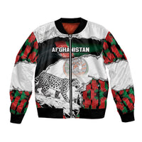 Personalized Afghanistan Bomber Jacket Snow Leopard With Flag Ripped Style