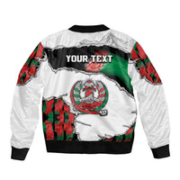 Personalized Afghanistan Bomber Jacket Snow Leopard With Flag Ripped Style