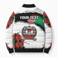 Personalized Afghanistan Bomber Puffer Jacket Snow Leopard With Flag Ripped Style
