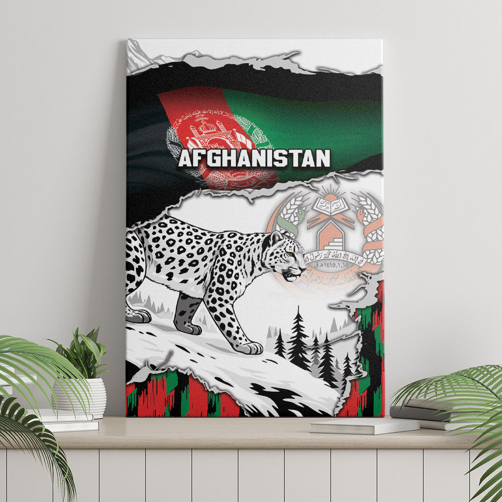 Afghanistan Canvas Wall Art Snow Leopard With Flag Ripped Style