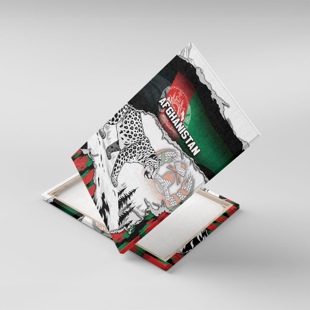 Afghanistan Canvas Wall Art Snow Leopard With Flag Ripped Style