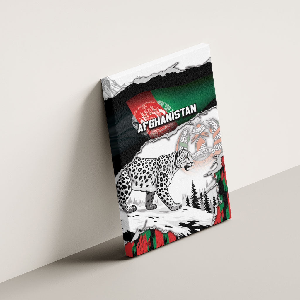 Afghanistan Canvas Wall Art Snow Leopard With Flag Ripped Style