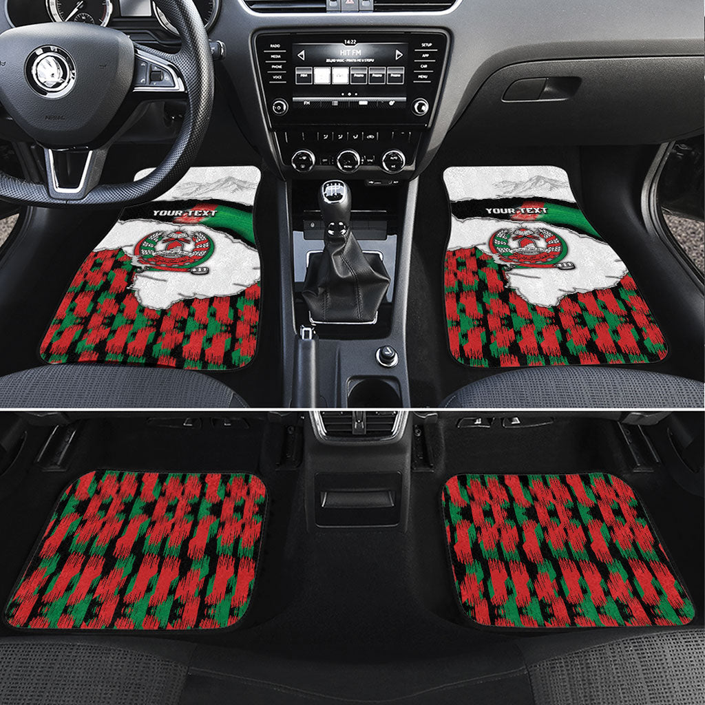 Personalized Afghanistan Car Mats Snow Leopard With Flag Ripped Style