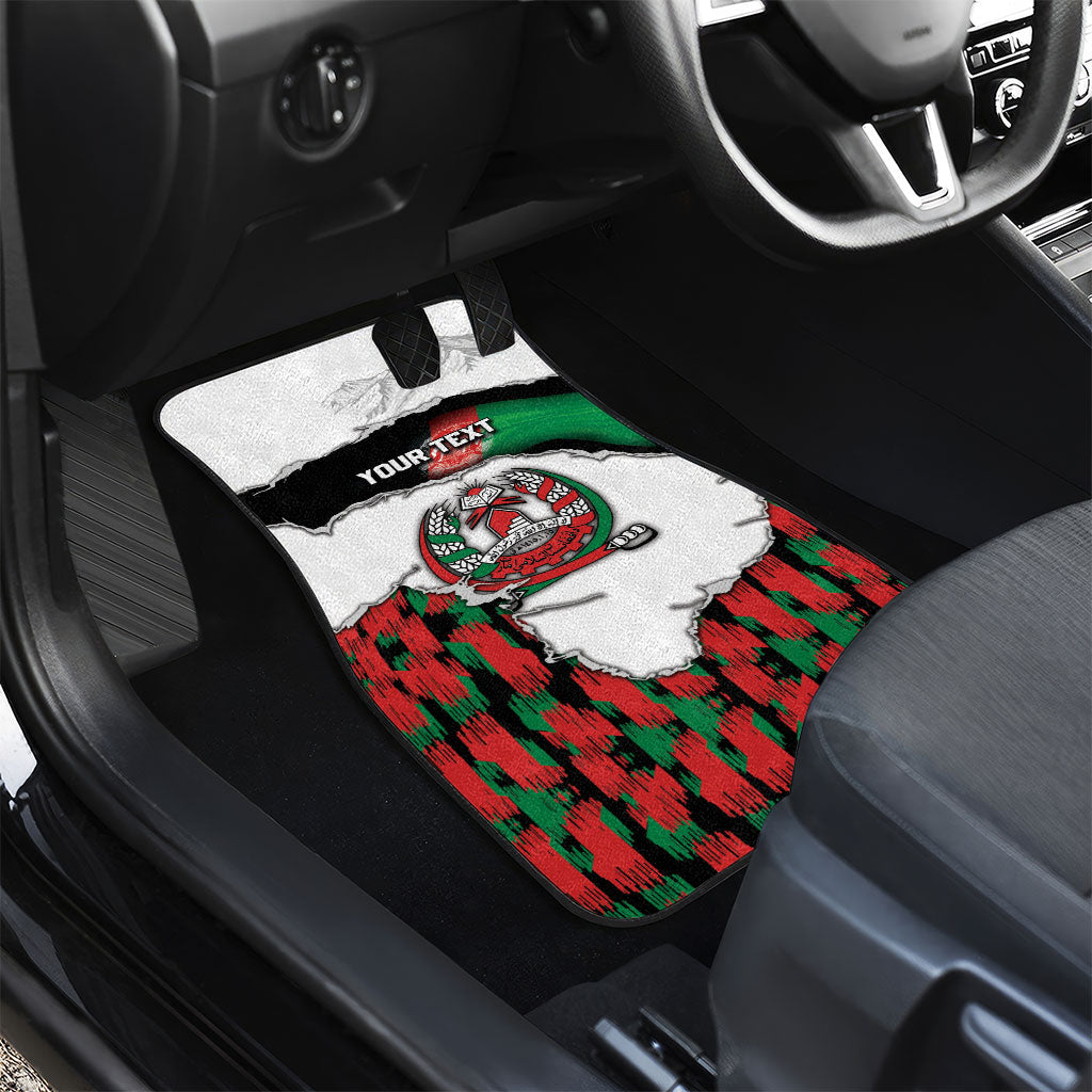 Personalized Afghanistan Car Mats Snow Leopard With Flag Ripped Style