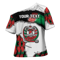 Personalized Afghanistan Cross Shoulder Shirt Snow Leopard With Flag Ripped Style
