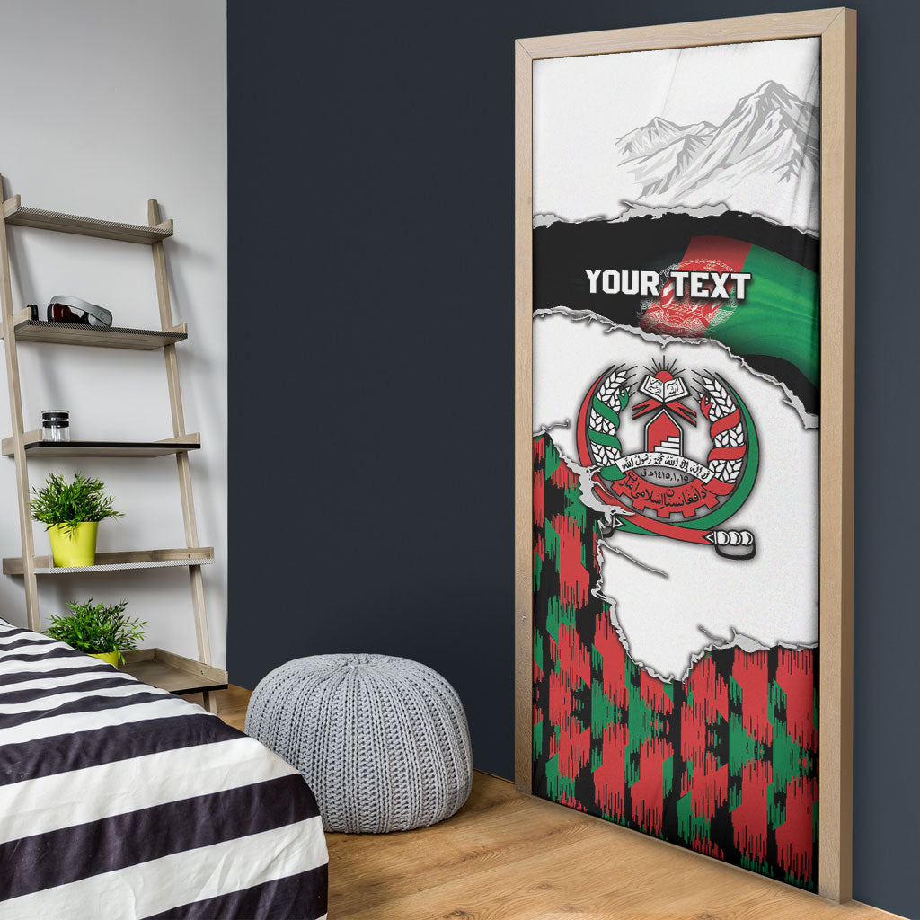 Personalized Afghanistan Door Cover Snow Leopard With Flag Ripped Style