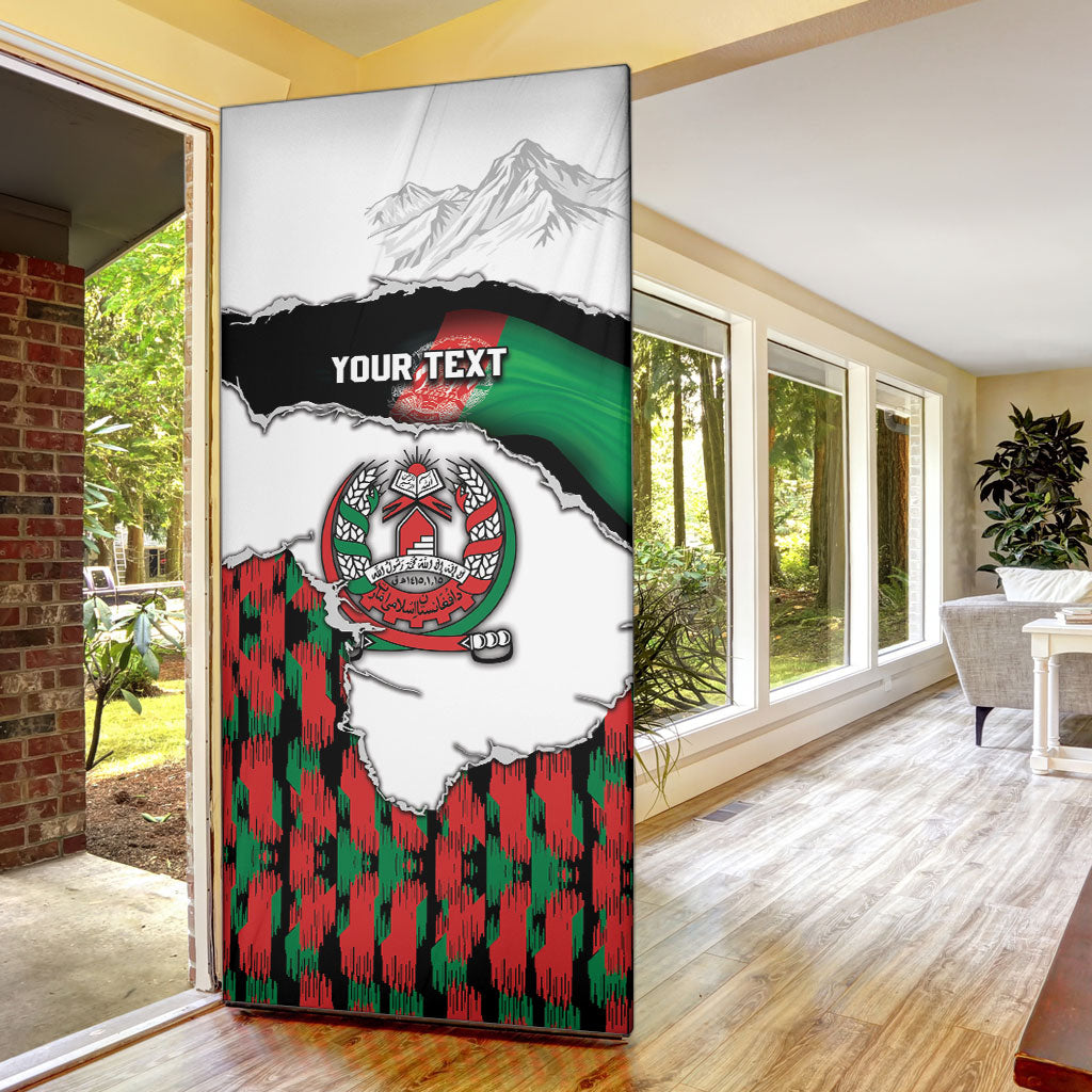 Personalized Afghanistan Door Cover Snow Leopard With Flag Ripped Style