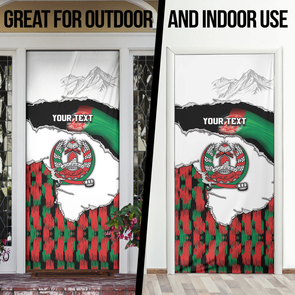Personalized Afghanistan Door Cover Snow Leopard With Flag Ripped Style