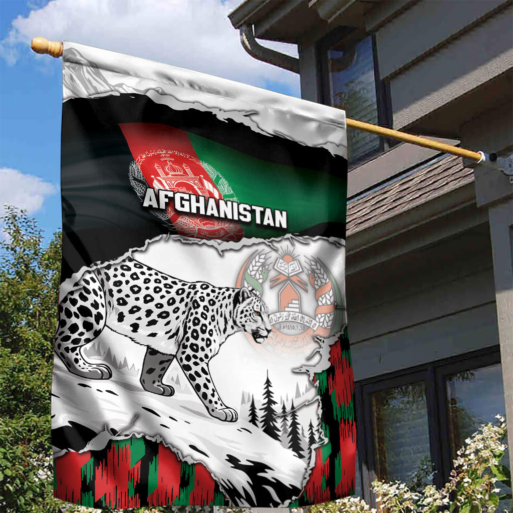 Afghanistan Garden Flag Snow Leopard With Flag Ripped Style
