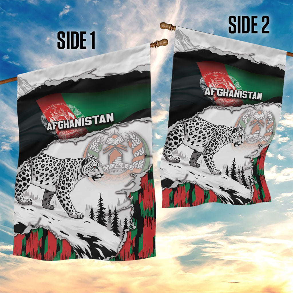 Afghanistan Garden Flag Snow Leopard With Flag Ripped Style