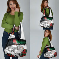 Afghanistan Grocery Bag Snow Leopard With Flag Ripped Style