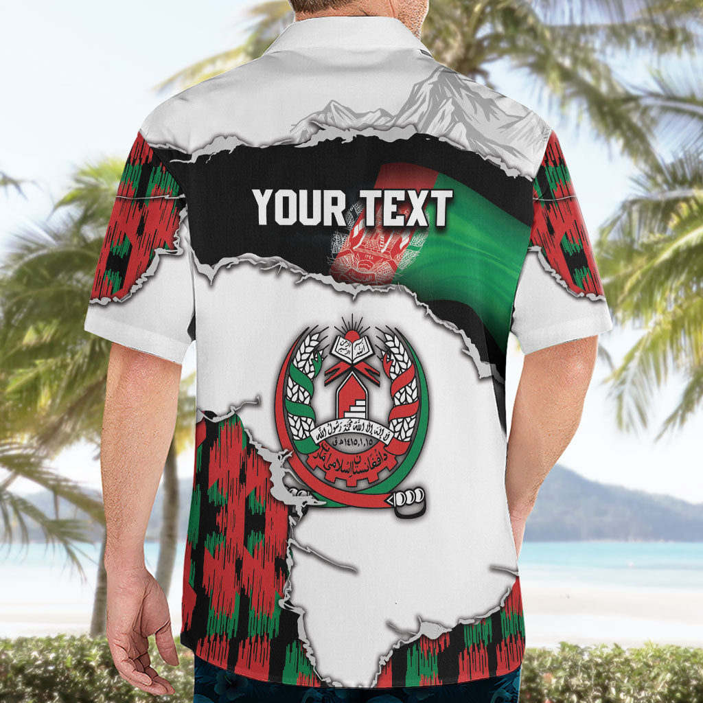 Personalized Afghanistan Hawaiian Shirt Snow Leopard With Flag Ripped Style