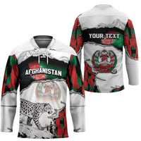 Personalized Afghanistan Hockey Jersey Snow Leopard With Flag Ripped Style