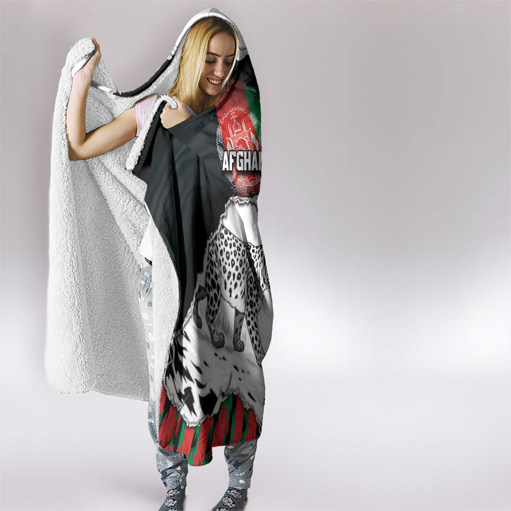 Afghanistan Hooded Blanket Snow Leopard With Flag Ripped Style
