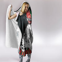 Afghanistan Hooded Blanket Snow Leopard With Flag Ripped Style