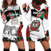 Personalized Afghanistan Hoodie Dress Snow Leopard With Flag Ripped Style