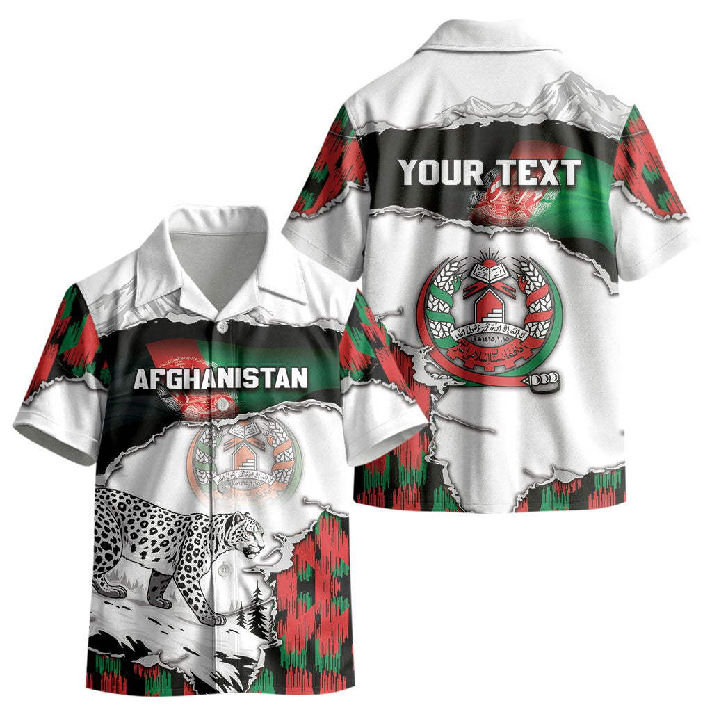 Personalized Afghanistan Kid Hawaiian Shirt Snow Leopard With Flag Ripped Style DT05