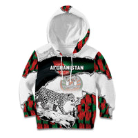Personalized Afghanistan Kid Hoodie Snow Leopard With Flag Ripped Style