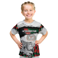 Personalized Afghanistan Kid T Shirt Snow Leopard With Flag Ripped Style
