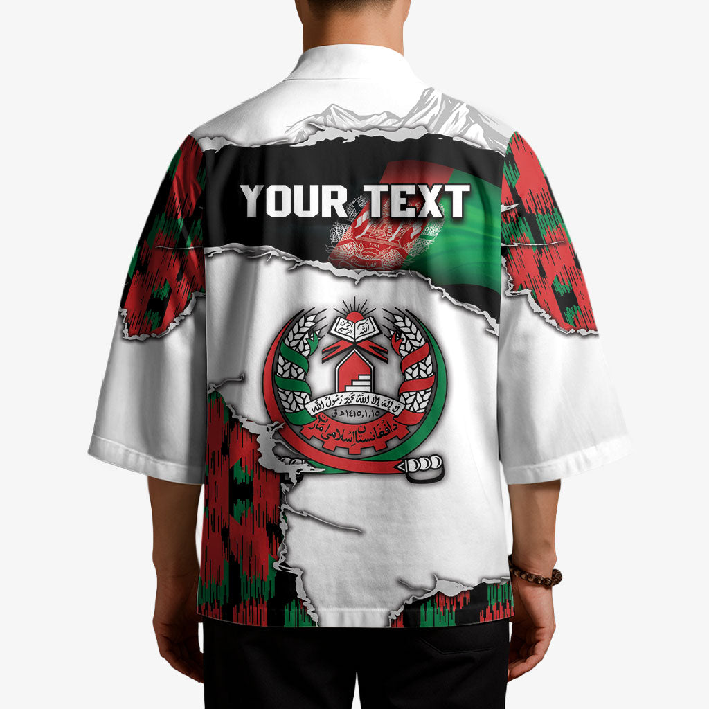 Personalized Afghanistan Kimono Snow Leopard With Flag Ripped Style