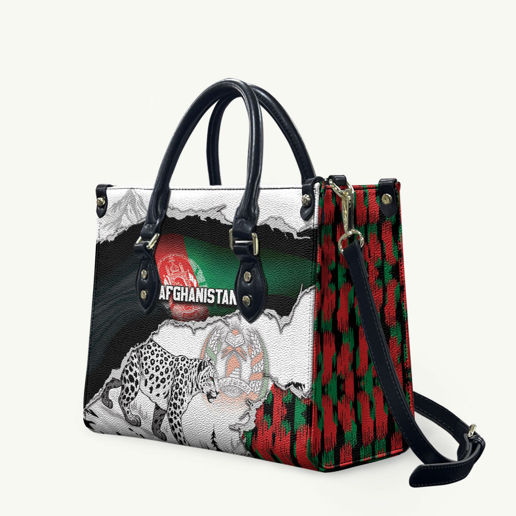 Afghanistan Leather Bag Snow Leopard With Flag Ripped Style