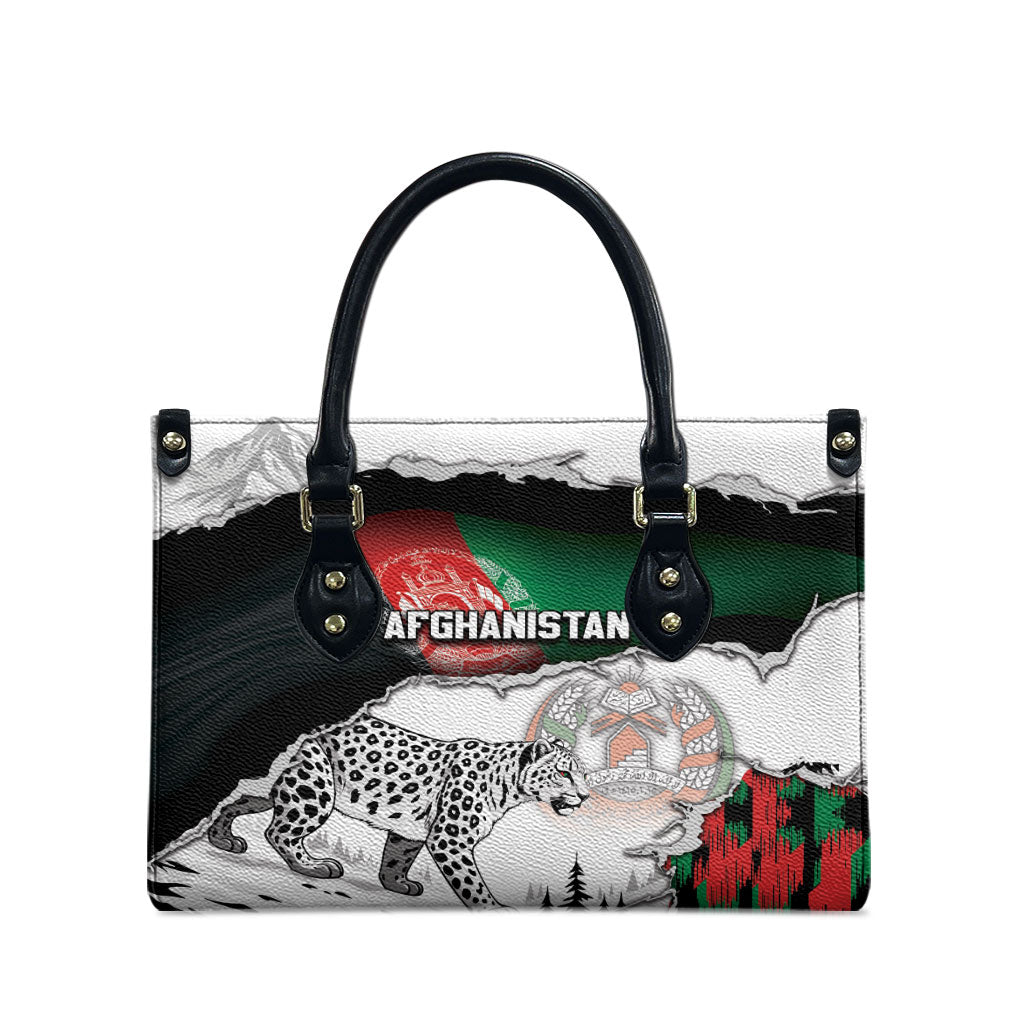 Afghanistan Leather Bag Snow Leopard With Flag Ripped Style