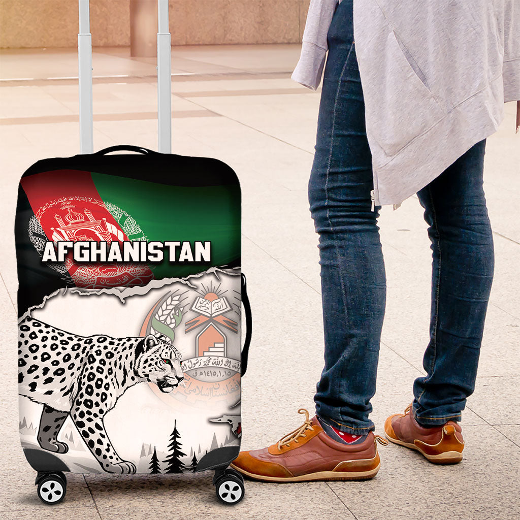 Afghanistan Luggage Cover Snow Leopard With Flag Ripped Style